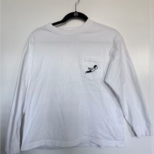Muse White Long Sleeve Tee with Pocket Design